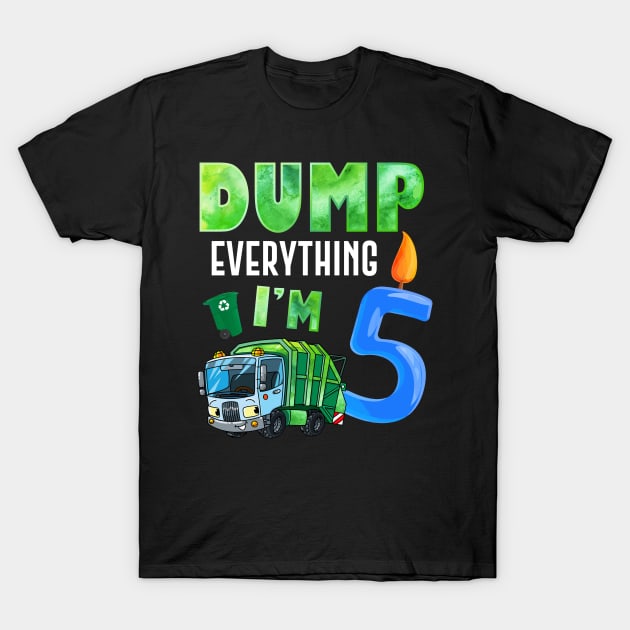 Recycling Trash 5 Years Old Garbage Truck 5th Birthday Kids T-Shirt by ReneeShitd